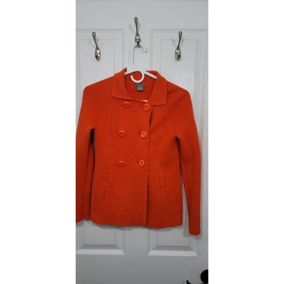 Ann Taylor Jackets & Blazers - ANN TAYLOR 3/4 LENGTH DOUBLE-BREASTED LONG SLEEVE ORANGE JACKET XS PETITE